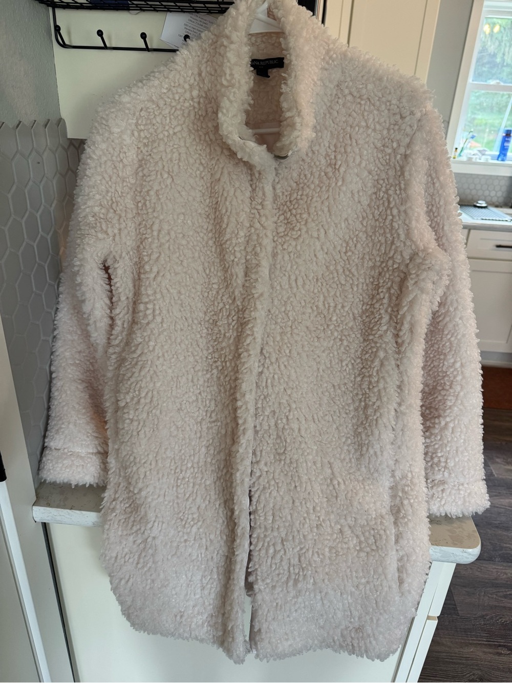 Banana Republic Cream Plush Teddy Coat
